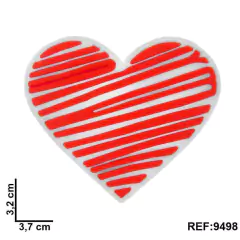 Aplique Coração Riscado Emborrachado (kit 3un) - Fitas e Laços da Fê | 10x Sem Juros no Cartão de Crédito, Junte Pontos e Troque por Cashback