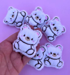 Aplique urso Branco bochecha Rosa Pelúcia (un)