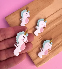 Aplique Cavalo Marinho Cand Colors Glitter Acrílico (un)