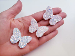 Borboleta Feltro Glitter Grosso (un) - Fitas e Laços da Fê | 10x Sem Juros no Cartão de Crédito, Junte Pontos e Troque por Cashback