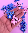 kit Aplique Resina Stitch Azul e Engel Rosa com Pingente (1 un de cada)