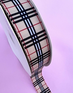 Fita Gorgurão Xadrez Burberry Yama 38mm (3 metros)