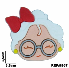Aplique Rosto Mamãe Noel Laço Vermelho Emborrachado REf9967 (3un)