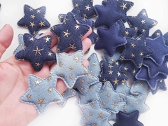 Estrela Jeans Com Dourado (3un)