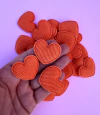 Aplique coração Cotelê Laranja (3un)