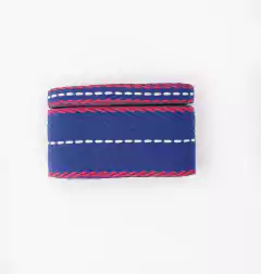 Kit Fita Sinimbu Pespontada Dupla face Azul Marinho e Vermelho (2 tamanhos) - 2 metros de cada