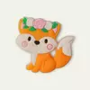 Aplique Raposa sentada coroa de Flores emborrachado (3un)