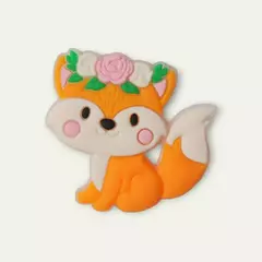 Aplique Raposa sentada coroa de Flores emborrachado (3un)