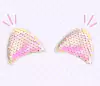 Par Orelha de Gatinha Paetê Rosa Bebê 5,5x4,5cm