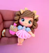 Aplique Boneca Coopcake vestido Rosa Azul Biscuit (un)