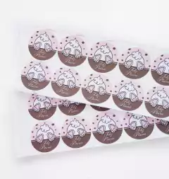 Adesivo Redondo Feliz Páscoa Coelhinho 3x3cm (24un)