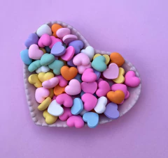 Aplique Coração Resina Fosco cores Sortidas 1,7cm (3un)