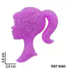 Aplique Rosto Barbie Pink Glitter Emborrachado Ref9860 (kit3un)