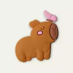Aplique Capivara Borboleta Rosa Emborrachado (3un)