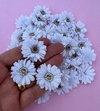 Aplique Flor tecido Strass 2,5cm Branca modelo25 (3un)