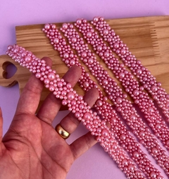 Faixa Tira de Pérolas Rosa 30cm (UN)
