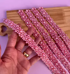 Faixa Tira de Pérolas Rosa 30cm (UN)