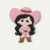 Aplique Menina Boiadeira Rosa claro Ana Castela emborrachado (3un)
