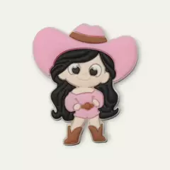Aplique Menina Boiadeira Rosa claro Ana Castela emborrachado (3un)