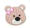 Aplique Rosto Urso Marrom Lacinho Rosa Emborrachado cód002 (3un)