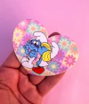 Aplique Tiara Coração Tímido e Smurfette Acrilico Curvado un