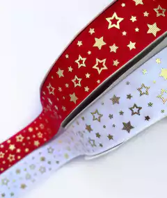 Fita Gorgurão Yama Estrelas Douradas 38mm (3 metros)