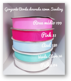 Gorgurão Borda Dourada Sanding 38mm (3 metros)
