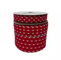 Fita Pesponto pompom Sinimbu Vermelha (10 metros)