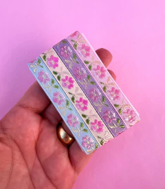 Kit Fita Trabalhada Flor 10mm 4 Cores (1 metro cada)