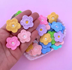 Aplique Flor de Crochê 30mm Cores Sortidas mod25 (3un)
