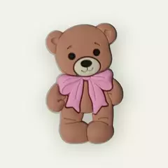 Aplique Ursinho em pé Laço Rosa Emborrachado (kit 3un)
