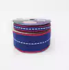 Fita Sinimbu Pespontada Dupla face Azul Marinho Vermelha - 10 metros