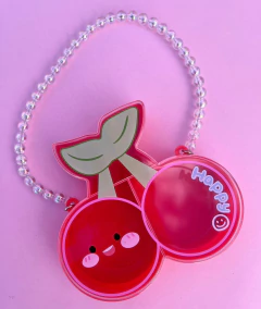 Bolsinha acrílica Cereja Alça de Pérolas (un)