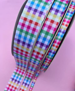 Fita Gorgurão Yama Estampada Xadrez Cand Colors (3 metros)