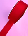 Fita Acetinada Bordinha Trabalhada Vermelha 38mm 1 metro
