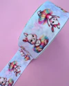 Fita Cetim Estampada Coelha Bailarina Princess 38mm (1 metro)