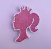 Tag Bico de Pato Rosto Barbie Coroa Rosa Claro Papel 300g Laminado Frente 14x10cm