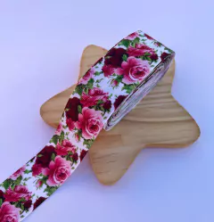 Gorgurão Estampado Sanding Floral Vinho 38mm (3m)