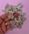 Aplique ursinho sentado Strass dourada Plástico (2un)