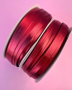 Fita de couro Metalizada Vermelha 10mm (2 metros)