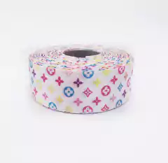 Gorgurão Estampado Grife Monograma Branco 38mm Sakura (2metros)