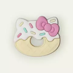 Aplique Rosquinha Gatinha Waffer emborrachado Laço Rosa (3un)