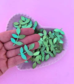 Aplique Folha Lonita Verde 3,5x2,3cm (2un)