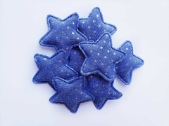 Estrela Tecido Jeans Bolinha Dourada (3un) - comprar online