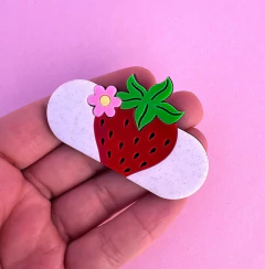 Aplique Base Hair Clip Morango 3D Acrílico (un)