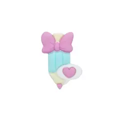 Aplique Lápis Escolar verde rosa Lacinho Rosa emborrachado (3un)