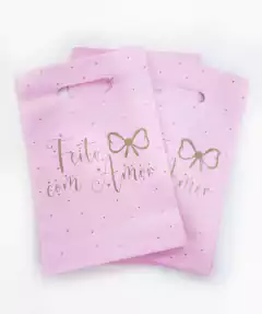 Sacola Plástica Boca Palhaço Feito com amor (Sacola Rosa ) 20x30 (15un)