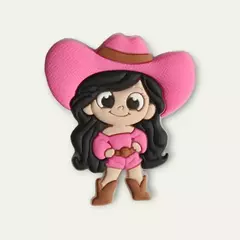 Aplique Menina Boiadeira Rosa Médio Ana Castela emborrachado (3un)