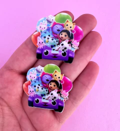 Aplique Acrílico Plano Carro Turma Gabby (2un)