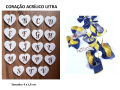 Aplique Acrilico Coração Letra (un)